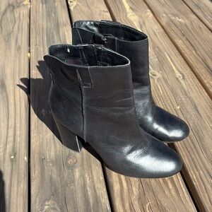 Sam Edelman | Black Leather Chunky Heel Moto Booties